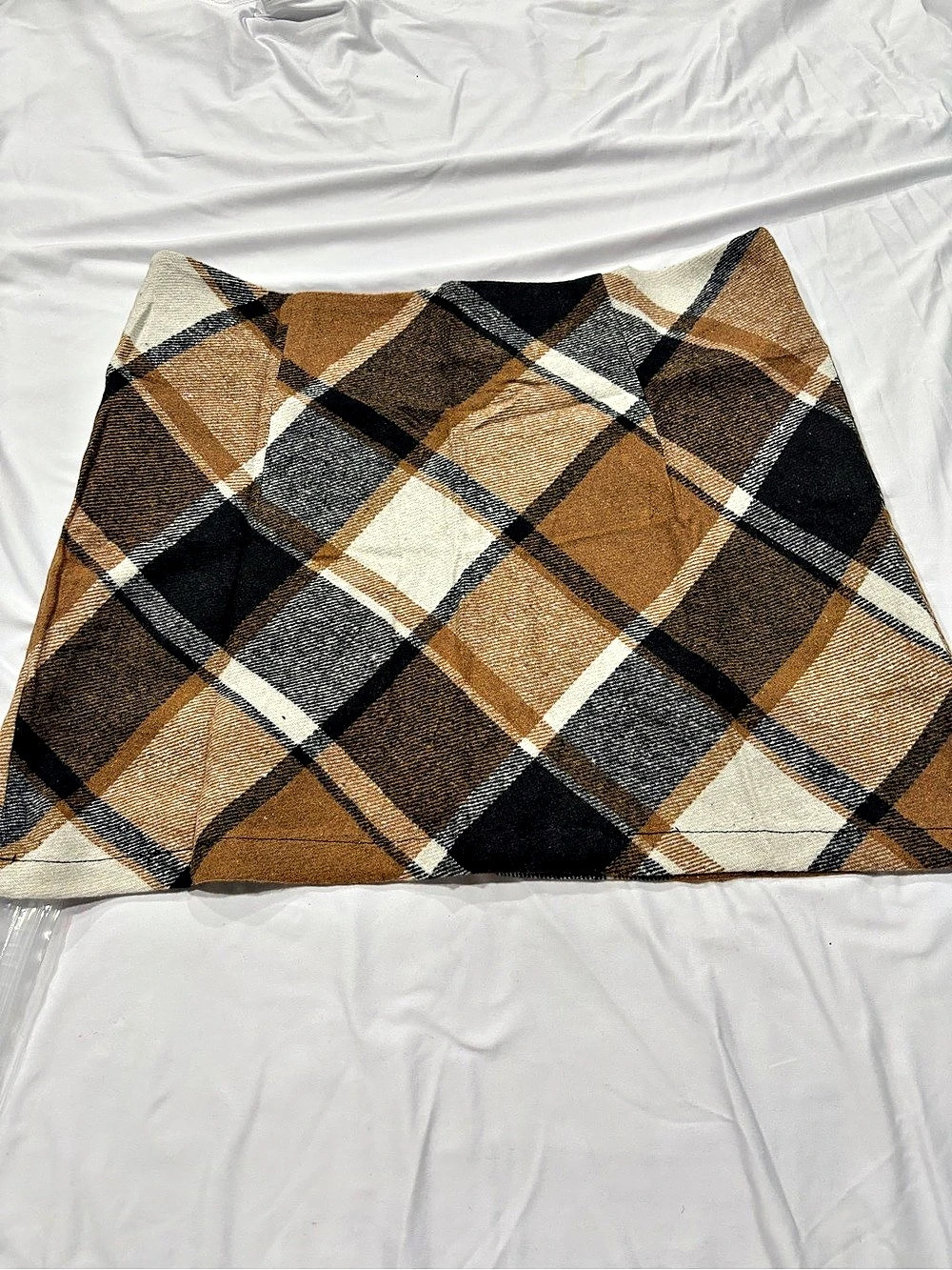 Plaid Mini Skirt in Brown & Black Like New